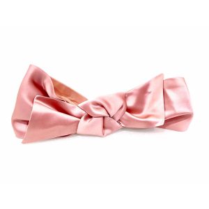 turban en satin rose, noeud côté