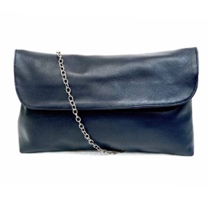 pochette en cuir bleu