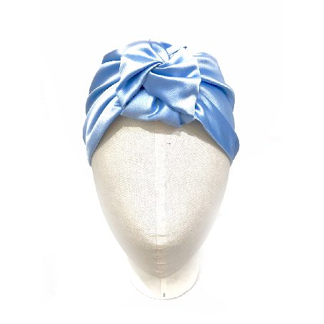 turban noeud satin duchesse bleu clair