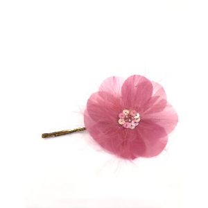 pince invisible fleur en plumes d‘oie rose