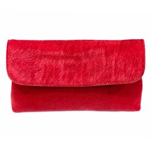 pochette en cuir rouge