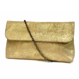 pochette en cuir doré