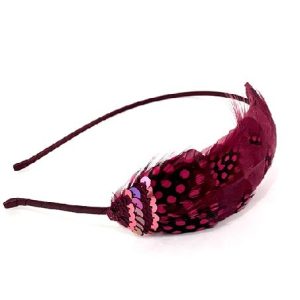 serre-tête en plumes de coq, pintades et paillettes