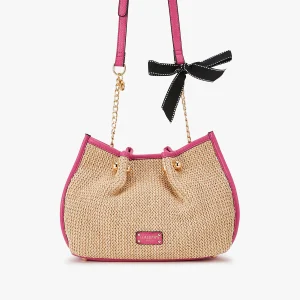 Sac bandoulière fuchsia Loreto Paille