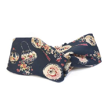 turban double polyester imprimé marine beige