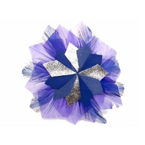 pince géométrique étoile en plumes et cuir violet
