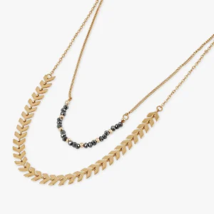 Set de 2 colliers courts gris en acier inoxydable