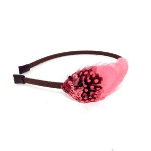 serre-tête en plumes coquille d‘oie rose