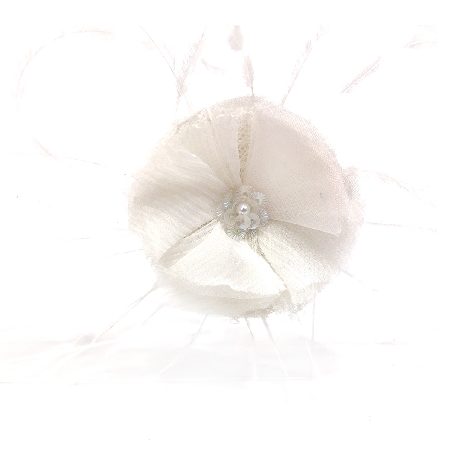 pince fleur en organza de soie blanc