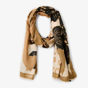 Foulard rectangulaire camel Rosabella