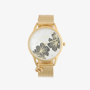 Montre fleurs noires