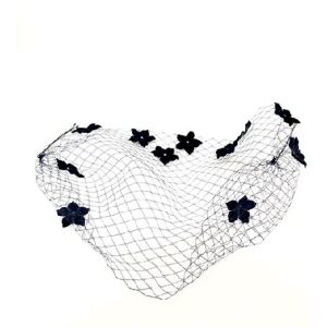 voilette navy avec fleurs petits modèles et strass bleu
