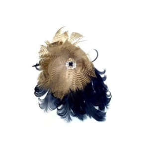 pince plumes marine frisées, graphiques, paillettes et strass