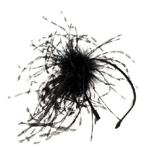 serre-tête en  plumes d&rsquo;autruches brulées noires et marabout noir