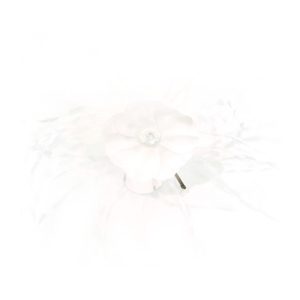 pic à cheveux fleur de soie, paillettes, strass et plumes d&rsquo;autruches brulées