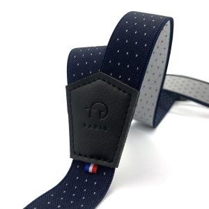 Bretelles marines à pois en marc de raisins