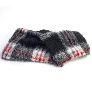 echarpe col Iris en mohair à carreaux noir et gris