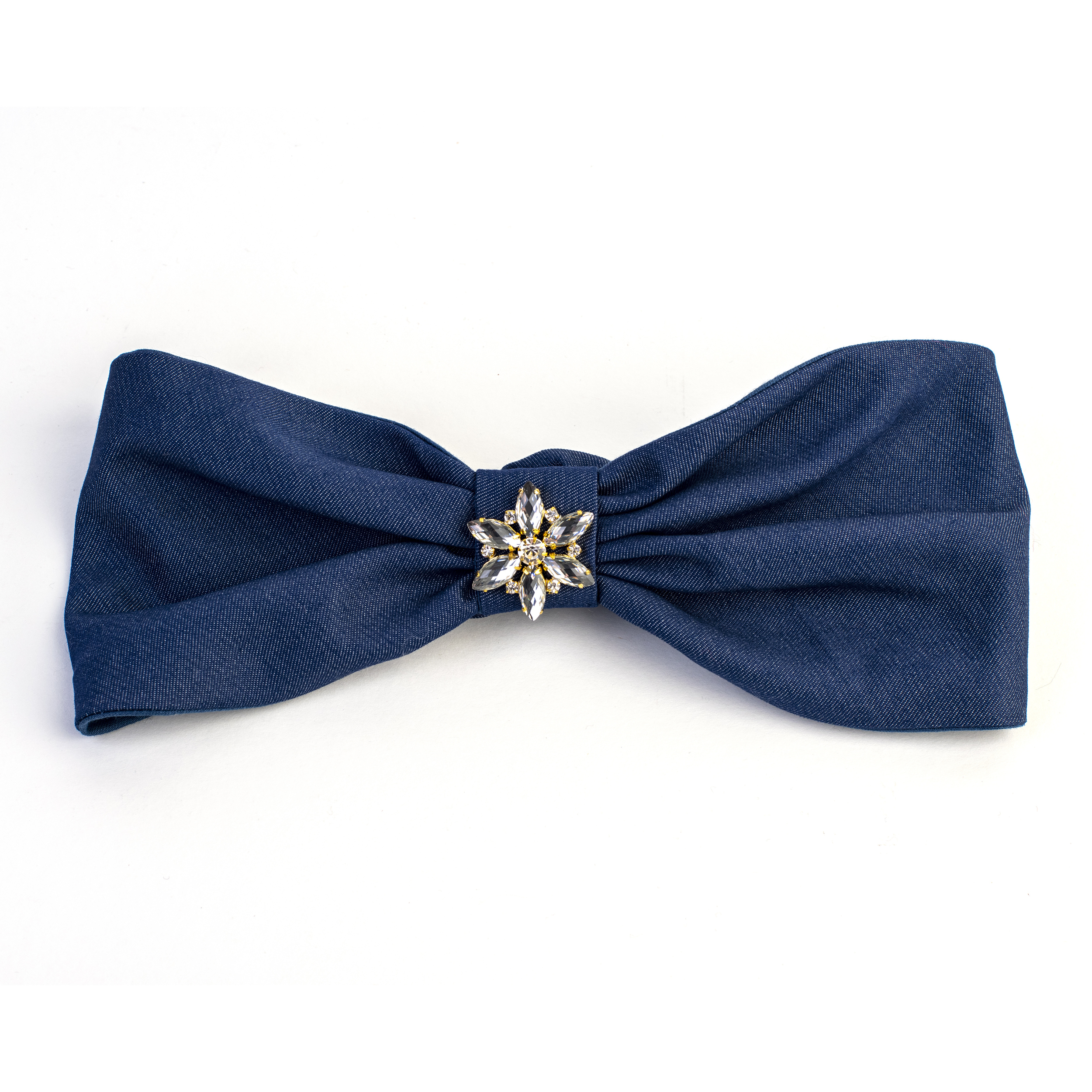 turban hanaé en denim bleu marine et strass