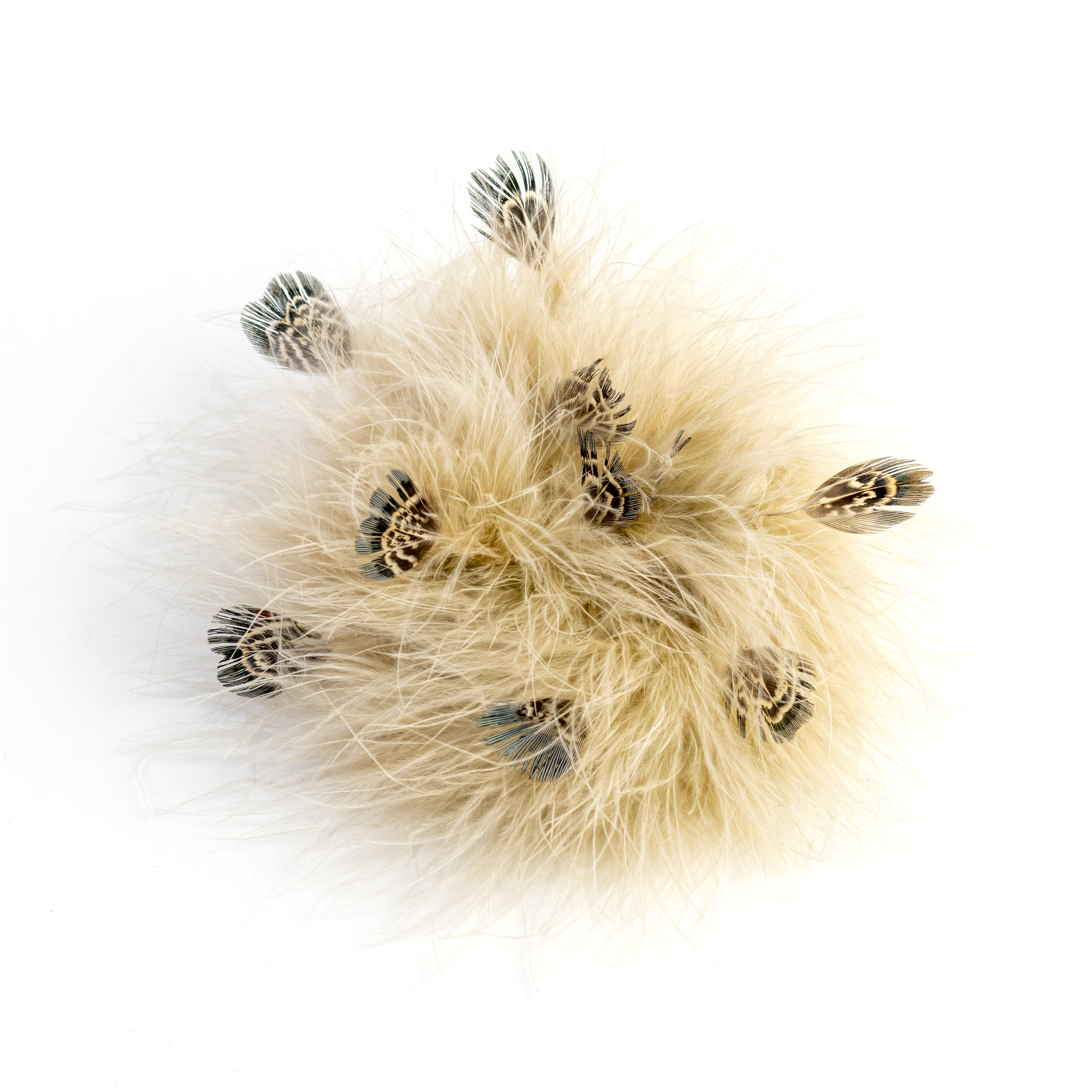 pince Tiana beige en plumes de faisan et de dinde