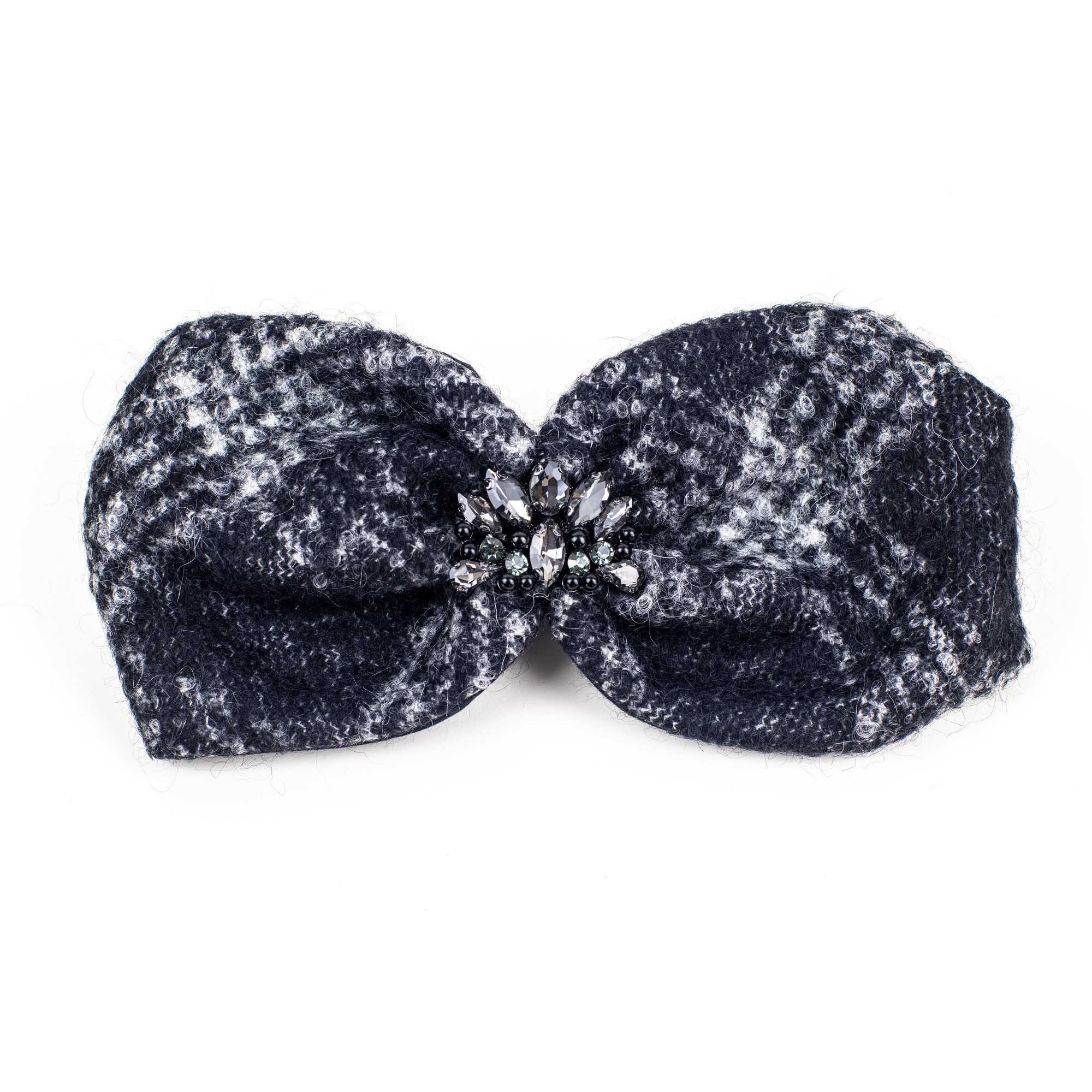 turban manon en mohair à carreaux et strass