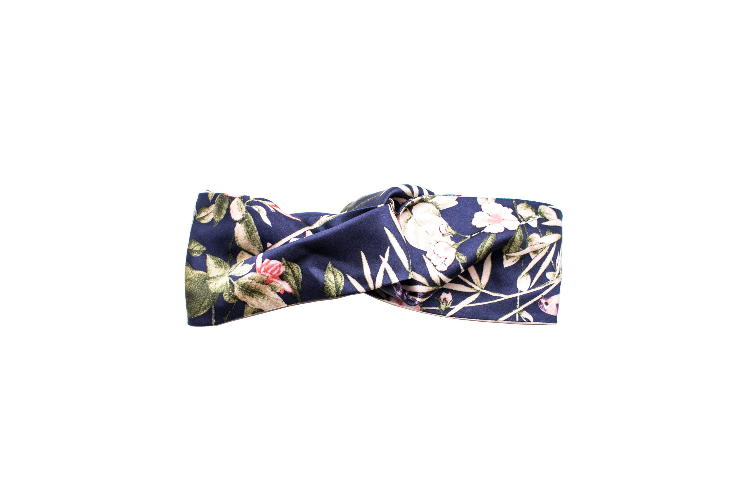 turban bleu marine motif floral