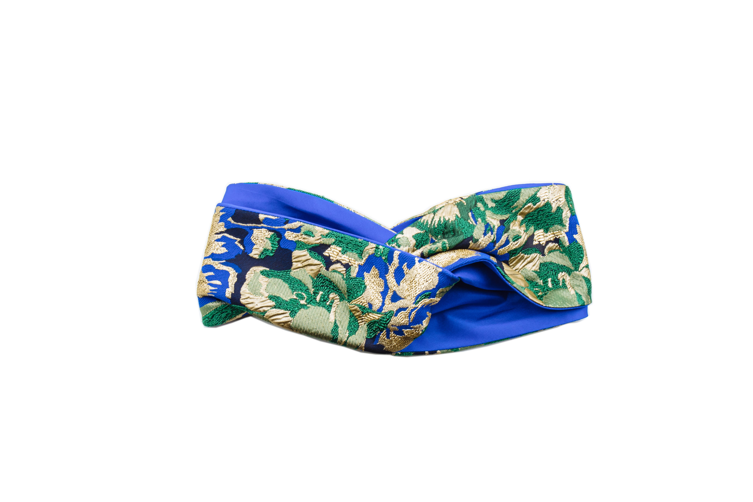 turban double broché bleu électrique