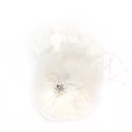 pince fleur mariage en plumes d’oie ivoire