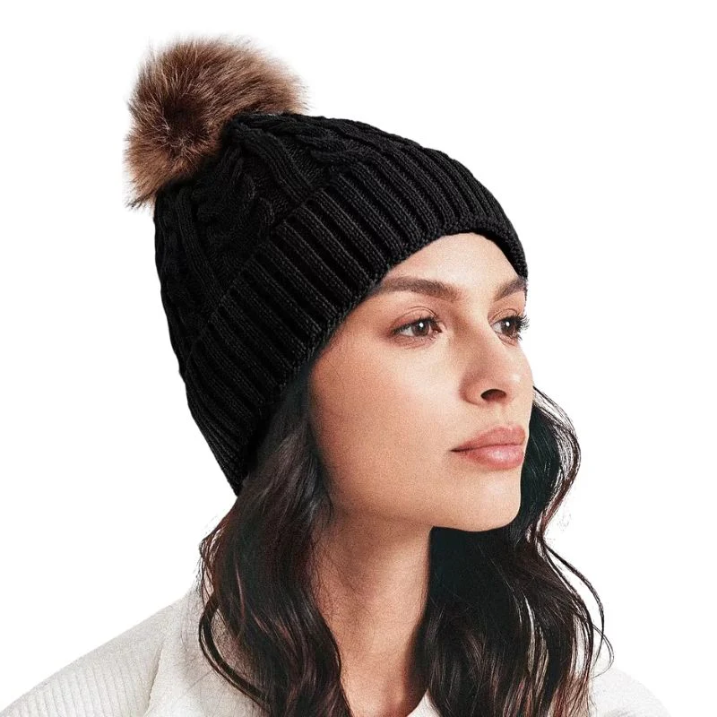 Bonnet à Pompon Fourrure Femme – Image 2