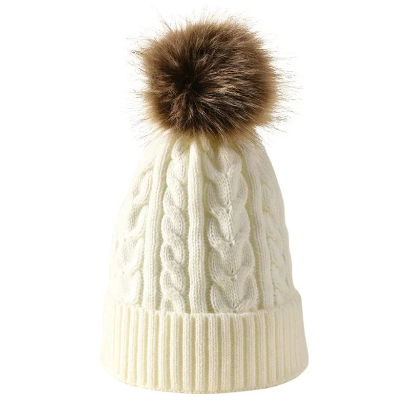 Bonnet à Pompon Fourrure Femme – Image 3