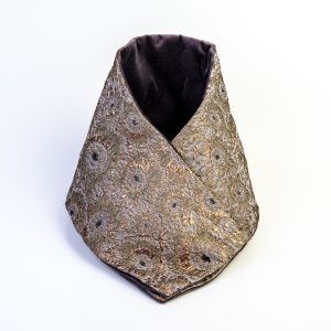 echarpe col brocart et velours mauve