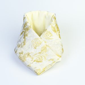Echarpe col en brocart blanc et dorée