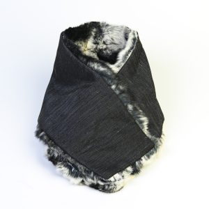 Echarpe col chinchilla gris et noir en soie kyoto