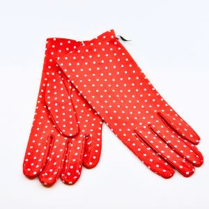 gants rouges à pois en cuir d&rsquo;agneau