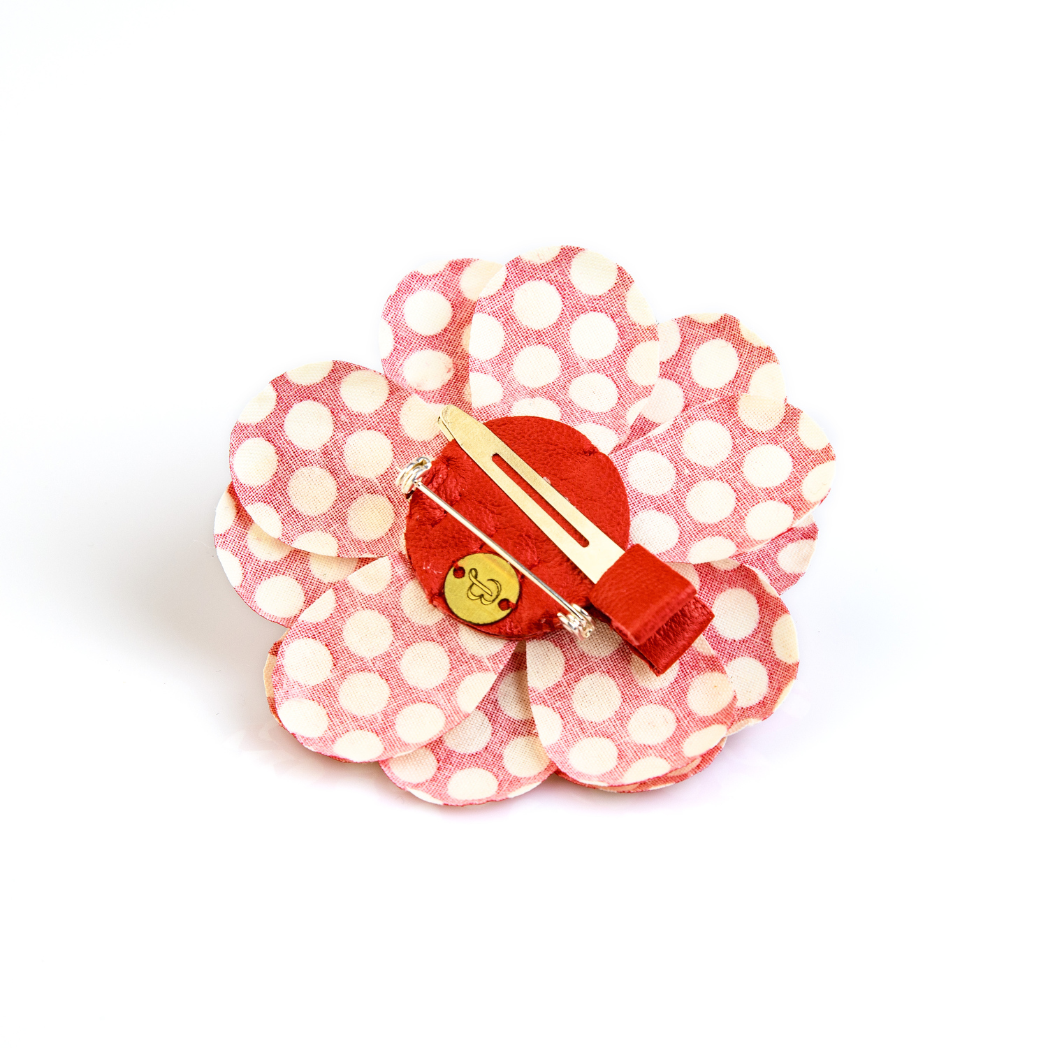 pince broche coton du japon pois blanc pistil bleu – Image 3