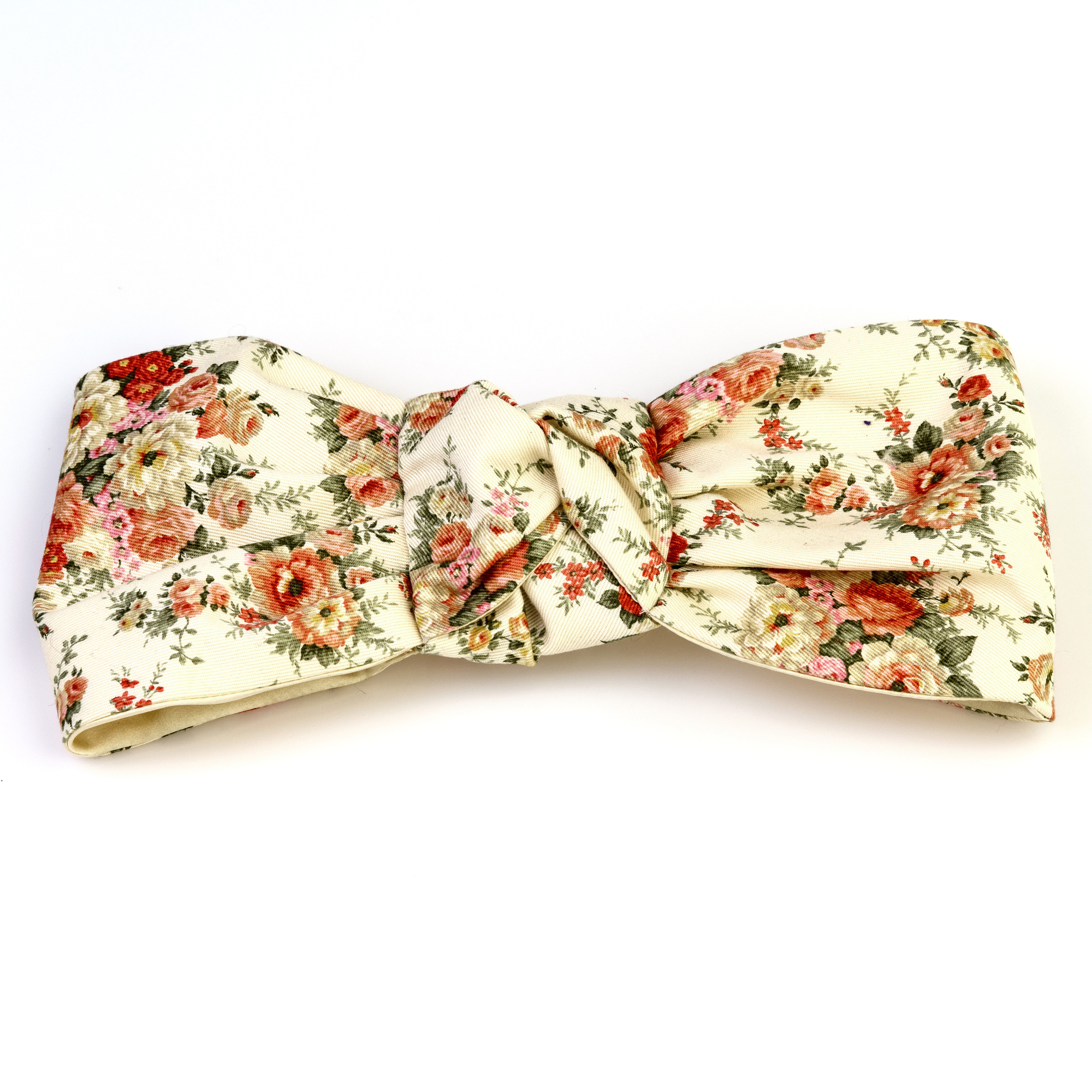 turban en coton du japon fleuri creme orange