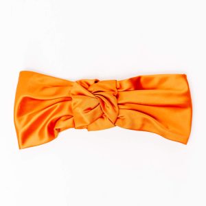 turban à noeud en satin duchesse orange