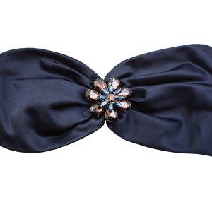 turbans en satin bleu marine et strass